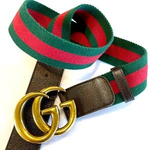 Gucci GG Marmont Red Green Web Belt size 80/32